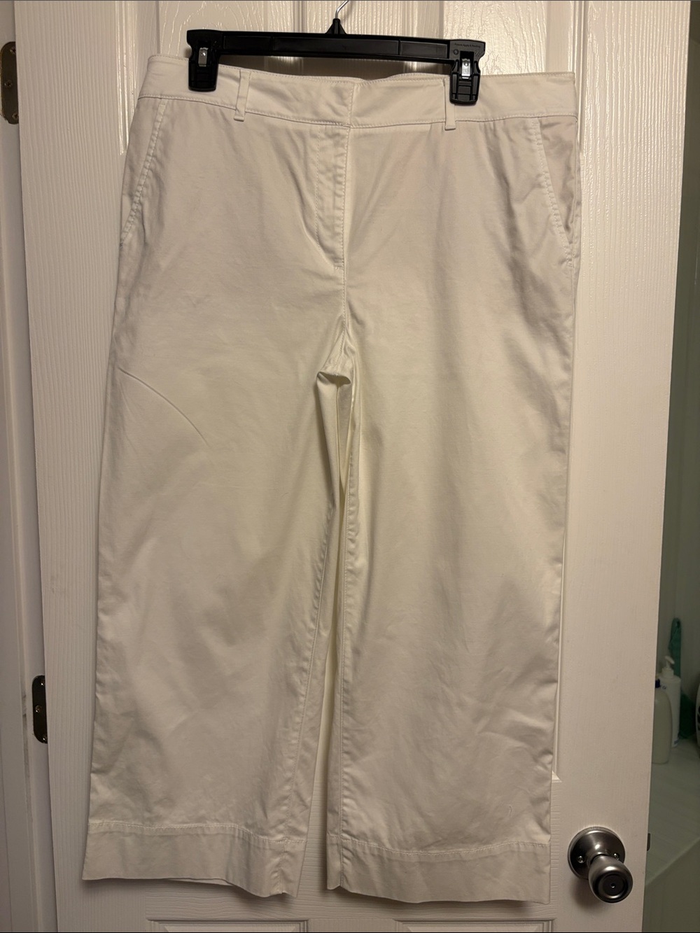 Talbots White Wide-Leg Cropped Pants
